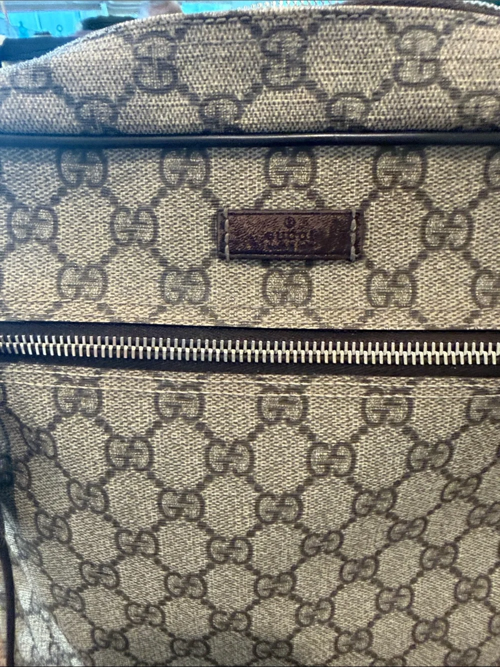 Gucci Beige Brown GG coated Canvas Messenger Bag with Adjustable Strap